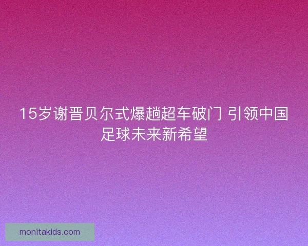 15岁谢晋贝尔式爆趟超车破门 引领中国足球未来新希望 15岁谢晋贝尔式爆趟超车破门 引领中国足球未来新希望